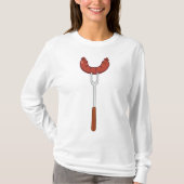 Gegrillte Wurst auf BBQ-Gabel T-Shirt (Vorderseite)