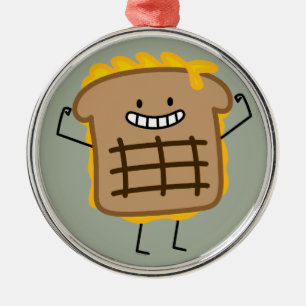 Gegrillter Käse-Sandwich-Cheddarkäse toastete Brot Silbernes Ornament