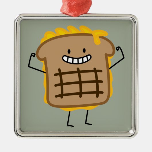 Gegrillter Käse-Sandwich-Cheddarkäse toastete Brot Silbernes Ornament (Vorne)