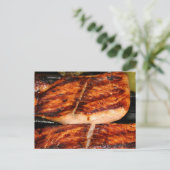 Gegrillter Lachs Postkarte (Stehend Vorderseite)