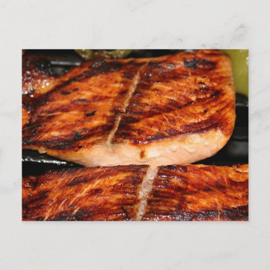 Gegrillter Lachs Postkarte (Vorderseite)
