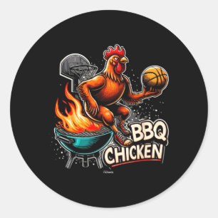 Gegrilltes BBQ-Hähnchen spielt flammendes Baseball Runder Aufkleber