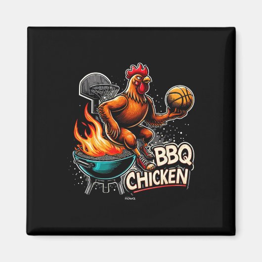Gegrilltes BBQ-Hähnchen spielt flammendes Basketba Magnet (Vorne)