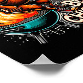 Gegrilltes BBQ-Hähnchen spielt flammendes Basketba Poster (Ecke)