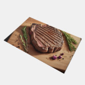 Gegrilltes Ribeye-Steak Rosmarin Fußmatte (Schrägansicht)