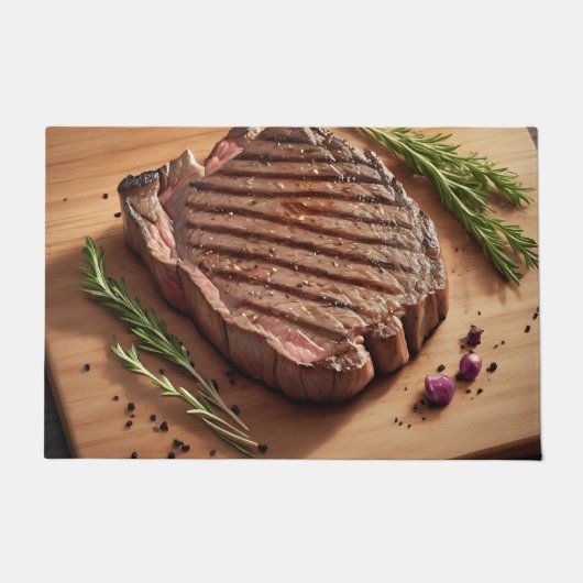 Gegrilltes Ribeye-Steak Rosmarin Fußmatte (Vorderseite)