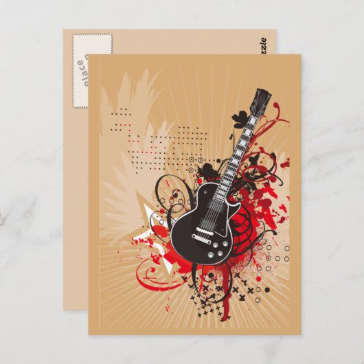 GEGV GRUNGE ELECTRIC GUITAR VECTOR GRAPHIC MUSIC R POSTKARTE (Vorne/Hinten)