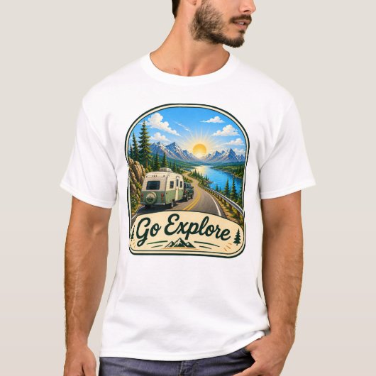Geh Entdecken Camping T-Shirt (Vorderseite)