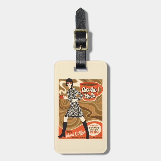 Geh Geh Mojo Kaffee Gepäckanhänger (Vorderseite vertikal)
