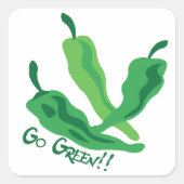Geh grün!! Chile-Paprikaschoten Quadratischer Aufkleber (Vorderseite)