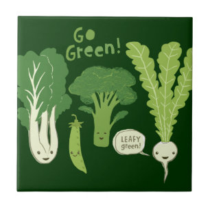 Geh grün! (Grüne Leafy!) Happy Garden Veggies Fliese