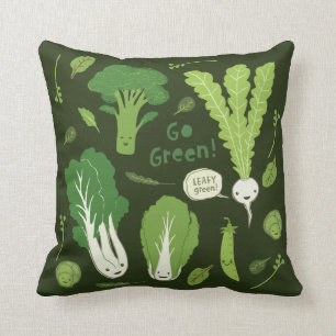 Geh grün! (Grüne Leafy!) Niedliche Veggies Kissen