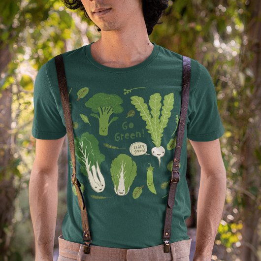 Geh grün! Grüne pflanzliche Blätter | Niedliche Ve T-Shirt