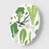 Geh grün! Leafy Green! Happy Garden Veggies Große Wanduhr (Winkel)
