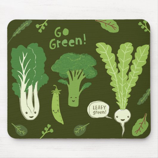 Geh grün! (Leafy Green) Happy Veggie Garden! Mousepad (Vorne)
