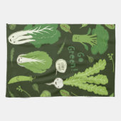 Geh grün! (Leafy Green!) Happy Veggies Geschirrtuch (Horizontal)