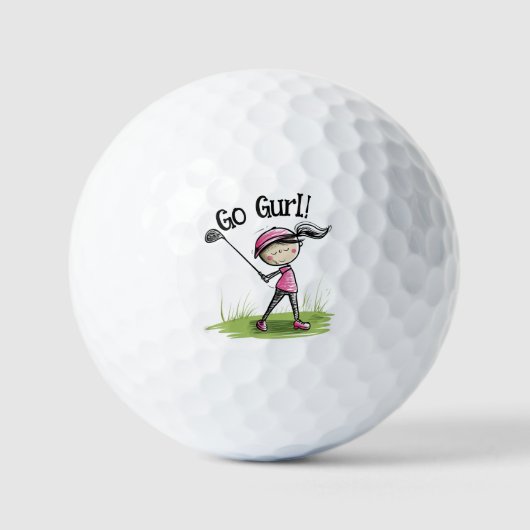 "Geh Gurl!" Fun Cartoon Golf Ball für Damen Golfer (Vorderseite)