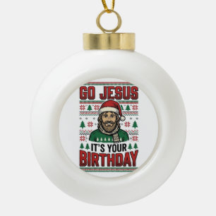 Geh Jesus Weihnachten Geburtstag Vintage-Shirt Keramik Kugel-Ornament