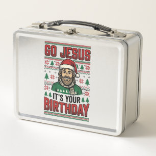 Geh Jesus Weihnachten Geburtstag Vintage-Shirt Metall Brotdose