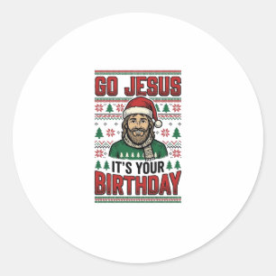 Geh Jesus Weihnachten Geburtstag Vintage-Shirt Runder Aufkleber