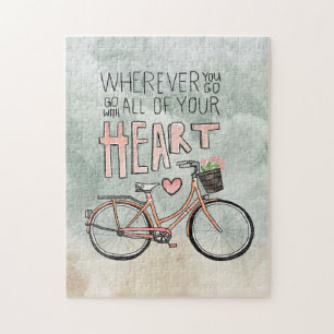 Geh mit ganzem Herzen – Vintage-Fahrrad Puzzle
