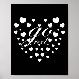 Geh mit Rotem Herz-Gesundheitsmonat-T-Shirt Amerik Poster