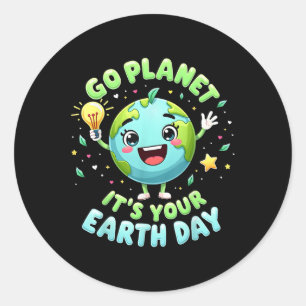 Geh Planet Dein Tag der Erde 2025 Lehrer Kinder Ju Runder Aufkleber