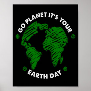 Geh Planet Dein Tag der Erde Grüne Vintage Erde T Poster