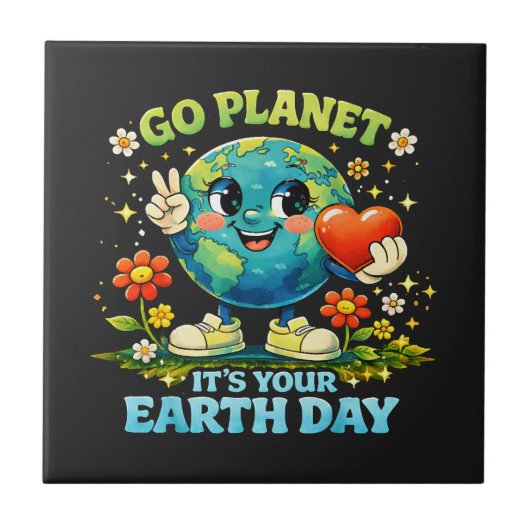Geh Planet Erde Tag grün Fliese (Vorderseite)