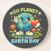  Geh Planet Erde Tag grün Getränkeuntersetzer (Vorne)