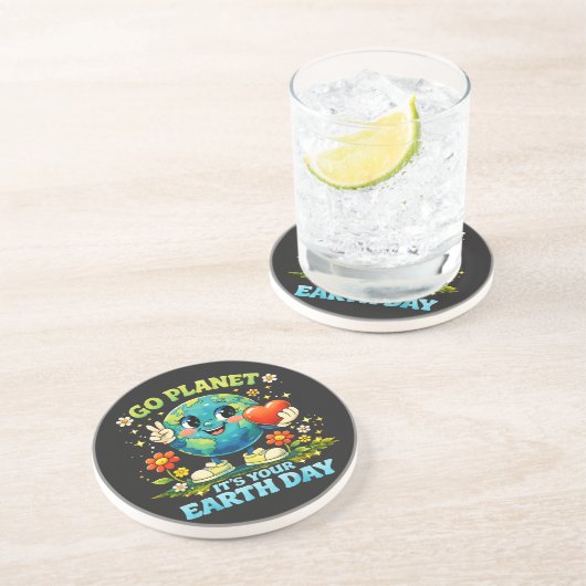  Geh Planet Erde Tag grün Getränkeuntersetzer (Seite)