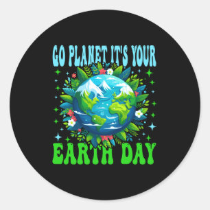 Geh Planet Erde Tag süße Erde Naturliebhaber lang Runder Aufkleber