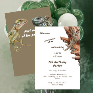 Geh raus auf die Limiter Lizard Boy Birthday Party Einladung