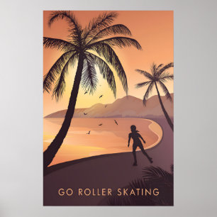Geh Rollschuhfahren Reiseplakat Poster