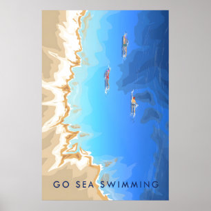 Geh Schwimmen im Meer Reiseplakat Poster