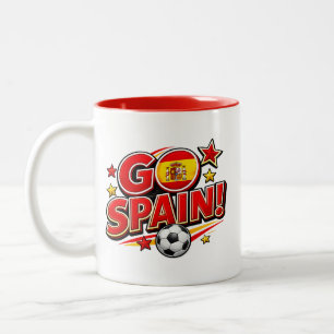 GEH SPANIEN Fußball-Fan-Tasse Patriotisches Span Zweifarbige Tasse