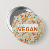 Geh Vegan! Hübscher Retro-Mutation der Blume der 1 Button (Vorne & Hinten)