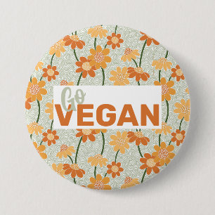 Geh Vegan! Hübscher Retro-Mutation der Blume der 1 Button