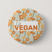 Geh Vegan! Hübscher Retro-Mutation der Blume der 1 Button (Vorderseite)