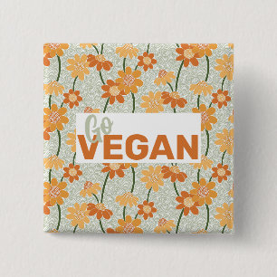 Geh Vegan! Hübscher Retro-Mutation der Blume der 1 Button