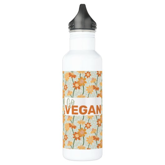 Geh vegan! Hübscher Retro-Mutation der Blume der 1 Edelstahlflasche (Links)