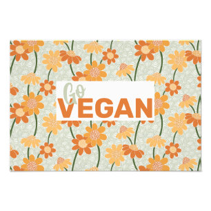 Geh Vegan! Hübscher Retro-Mutation der Blume der 1 Fotodruck