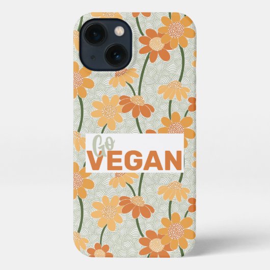 Geh vegan! Hübscher Retro-Mutation der Blume der 1 iPhone Hülle (Rückseite)