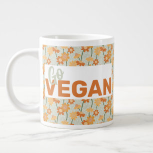 Geh vegan! Hübscher Retro-Mutation der Blume der 1 Jumbo-Tasse