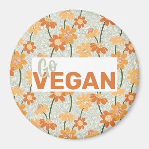 Geh Vegan! Hübscher Retro-Mutation der Blume der 1 Magnet