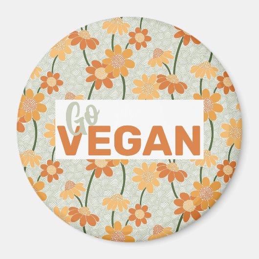 Geh Vegan! Hübscher Retro-Mutation der Blume der 1 Magnet (Vorne)