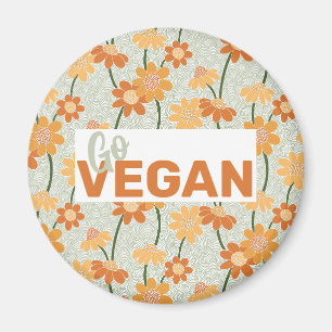 Geh Vegan! Hübscher Retro-Mutation der Blume der 1 Magnet