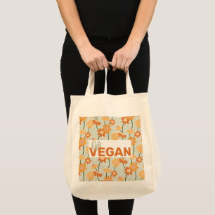 Geh Vegan! Hübscher Retro-Mutation der Blume der 1 Tragetasche