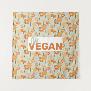 Geh Vegan! Hübscher Retro-Mutation der Blume der 1 Wandteppich