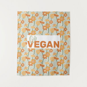 Geh Vegan! Hübscher Retro-Mutation der Blume der 1 Wandteppich